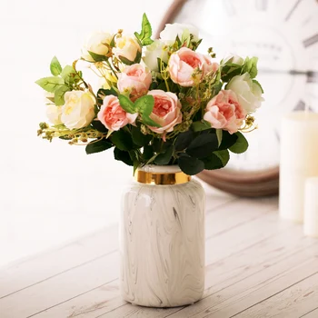 1pc Modern Marbled Ceramic Vase Flower Vase with Golden Ring Water Planting Container Home Decorative Wedding Gift without Hole
1pc Modern Marbled Ceramic Vase Flower Vase with Golden Ring Water Planting Container Home Decorative Wedding Gift without Hole
