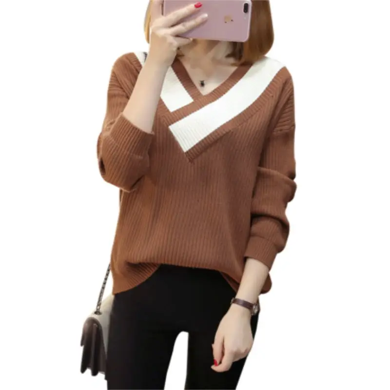 Fashion sweater female New not easy to pilling, not easy to fade, Long sleeve v-neck sweater female loose fashion sweater women
Fashion sweater female New not easy to pilling, not easy to fade, Long sleeve v-neck sweater female loose fashion sweater women