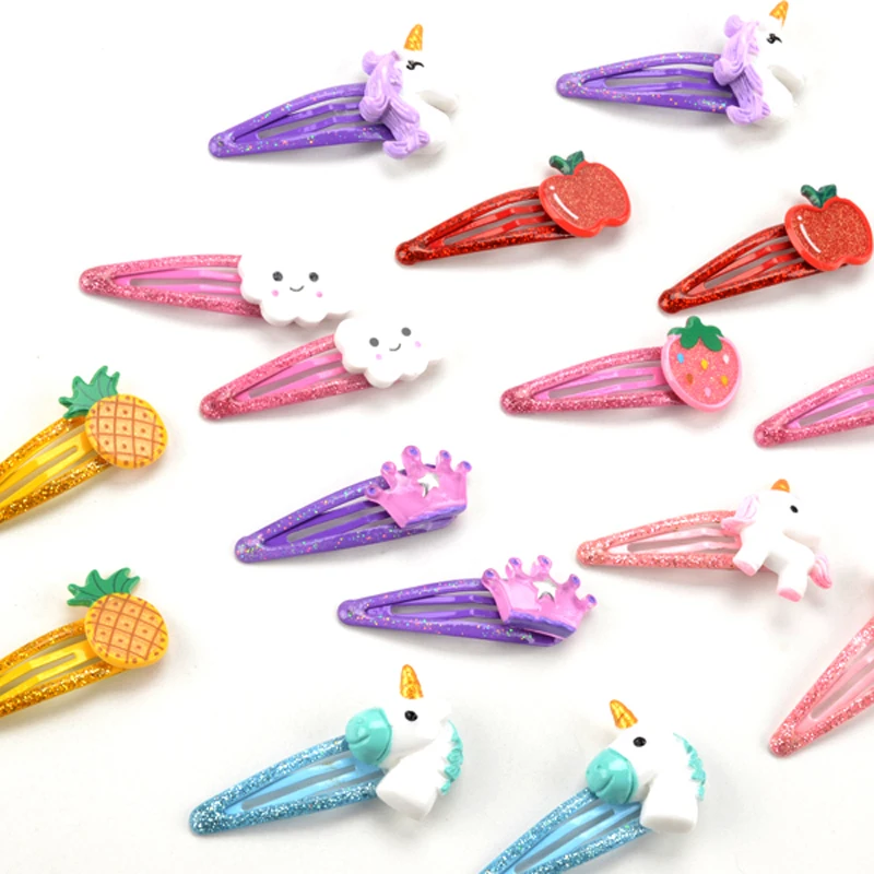 New 2Pcs/Lot Children's Hairpins Cartoon Animals Unicorn Hair Clips Shiny Cloud Colorful Crown Fruit Hair Accessories for Girls
New 2Pcs/Lot Children's Hairpins Cartoon Animals Unicorn Hair Clips Shiny Cloud Colorful Crown Fruit Hair Accessories for Girls