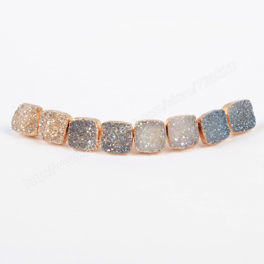 BOROSA 5pcs Gold Color Square Natural Crystal Druzy Titanium Transparent Mix Color Druzy Studs Earrings G0914
BOROSA 5pcs Gold Color Square Natural Crystal Druzy Titanium Transparent Mix Color Druzy Studs Earrings G0914