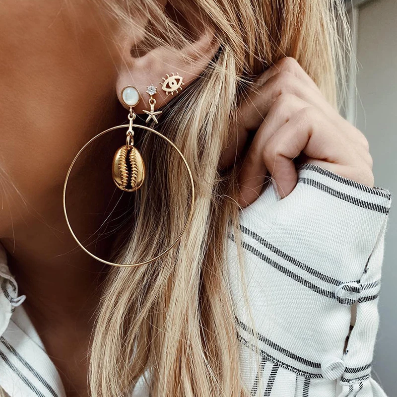 3 Pcs/Set Personality Shell Starfish Eye Round Gem Crystal Pendant Gold Stud Earrings Female Beach Party Charm Stud Earrings Set
3 Pcs/Set Personality Shell Starfish Eye Round Gem Crystal Pendant Gold Stud Earrings Female Beach Party Charm Stud Earrings Set