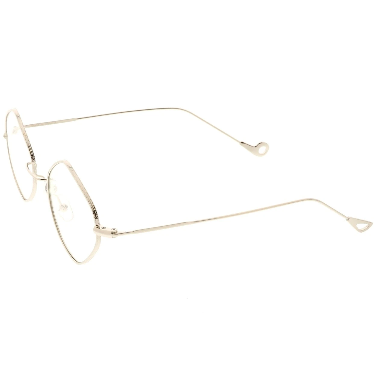 Premium Small Metal Diamond Eyeglasses Ultra Slim Arms Color Tinted Flat Lens 51mm (2)