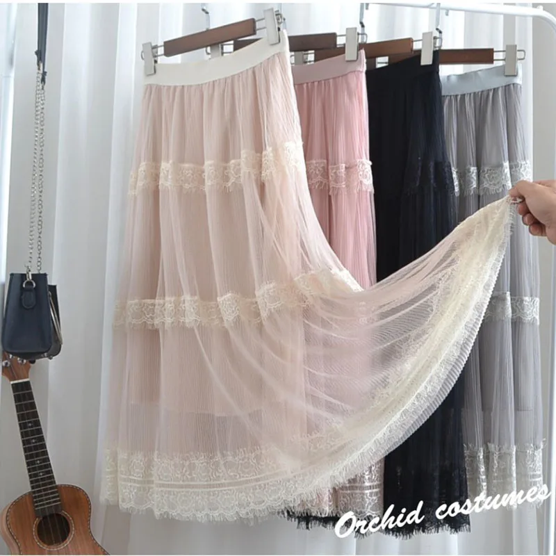 Lace side gauze skirt fairy skirt female spring 2019 half-length skirt big swing super fairy long skirt A-Line Natural
Lace side gauze skirt fairy skirt female spring 2019 half-length skirt big swing super fairy long skirt A-Line Natural