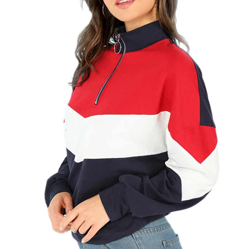 Ladies Europe and American Style Pullover Woman Sweatshirt Full Sleeve Turn Down Collar Color Block Female Sweatshirt
Ladies Europe and American Style Pullover Woman Sweatshirt Full Sleeve Turn Down Collar Color Block Female Sweatshirt