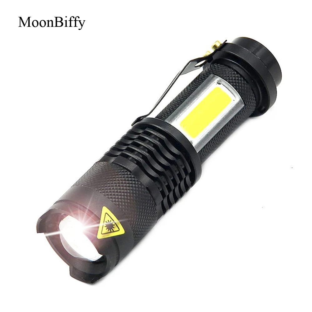 MOONBIFFY Flashlight Portable Mini ZOOM 3800LM XML-Q5+COB LED Torch Flashlight Use AA 14500 Battery Waterproof in Life Lighting
MOONBIFFY Flashlight Portable Mini ZOOM 3800LM XML-Q5+COB LED Torch Flashlight Use AA 14500 Battery Waterproof in Life Lighting
