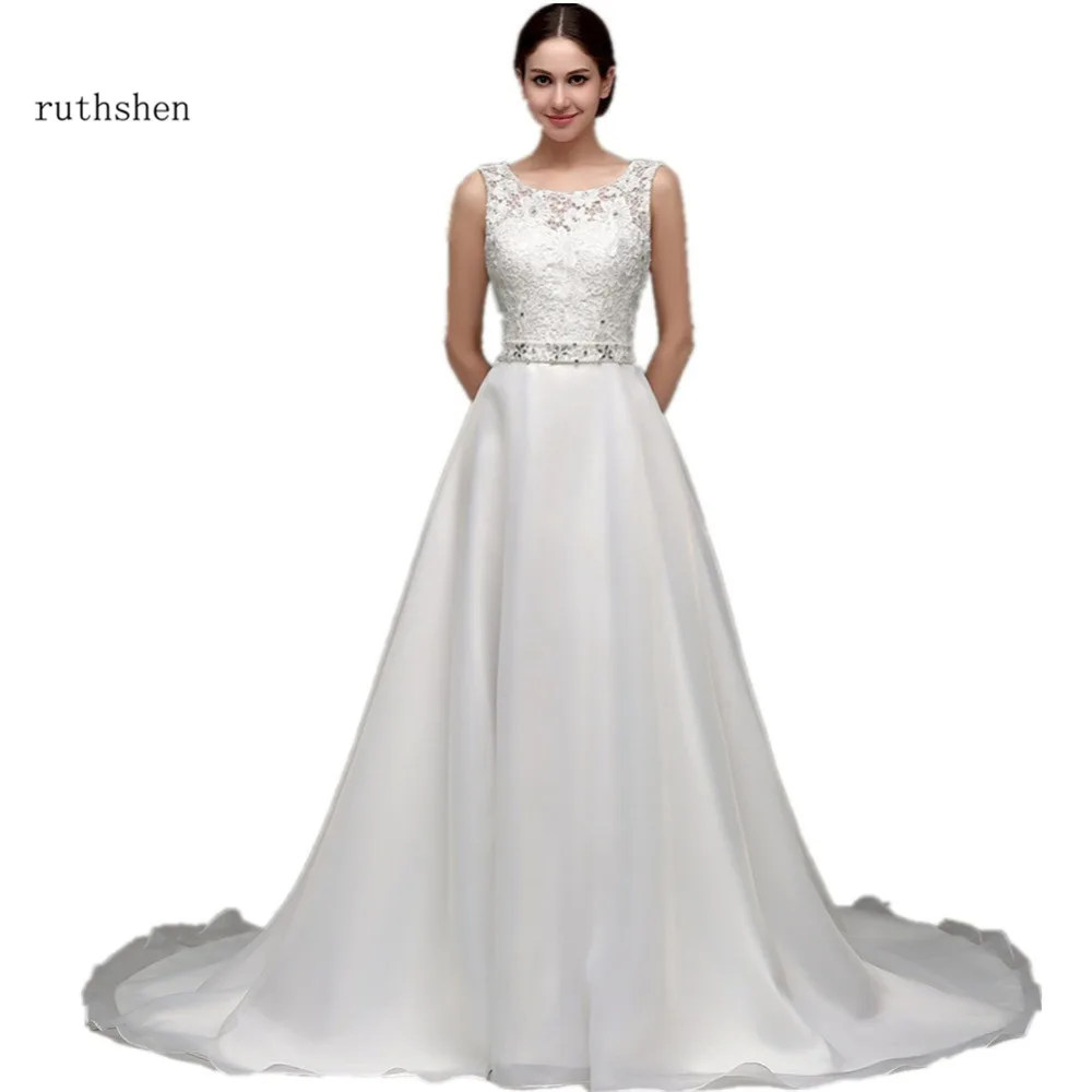 ruthshen Wedding Dresses Cheap With Sheer O-Neck Lace Appliques Beaded Sash Draped Tulle A Line Vestidos Baratos Under 100
ruthshen Wedding Dresses Cheap With Sheer O-Neck Lace Appliques Beaded Sash Draped Tulle A Line Vestidos Baratos Under 100