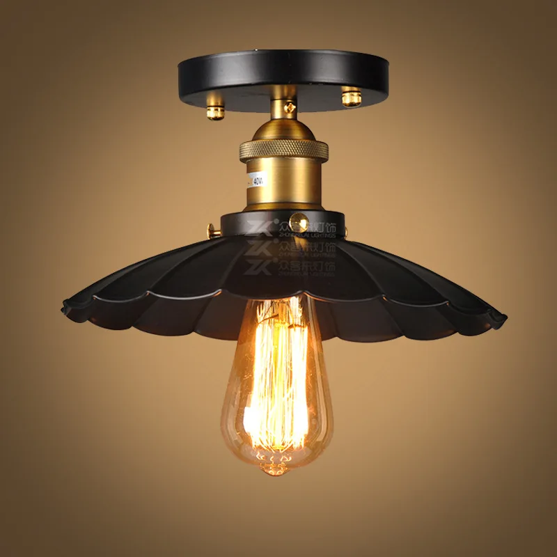 

Creative Black Umbrella Style Ceiling Light Vintage E27 Iron Industrial Wind Ceiling Lamp For Bedroom Apartment Aisle Restaurant