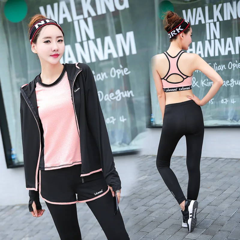 New Top Quality Fitness Women 5 Pieces Yoga Set Solid Bra & Pants&Hoodies&T-Shirts Gym Clothes Sport Wear Running Outdoor Jog
New Top Quality Fitness Women 5 Pieces Yoga Set Solid Bra & Pants&Hoodies&T-Shirts Gym Clothes Sport Wear Running Outdoor Jog