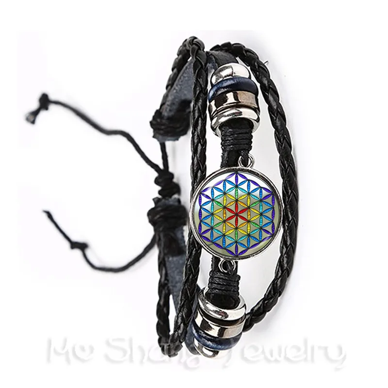 Indian Jewelry Mandala Bracelet OM Yoga ForLift Of Flower Zen Buddhist Adjustable Leather Bangle Meditation Gift | Украшения и