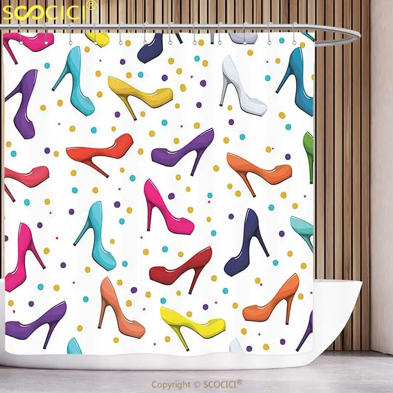 Waterproof Shower Curtain Fashion Modern Decor of Women Shoes Stilettos Vector Image with Dot Background Artwork Multicolor
Waterproof Shower Curtain Fashion Modern Decor of Women Shoes Stilettos Vector Image with Dot Background Artwork Multicolor