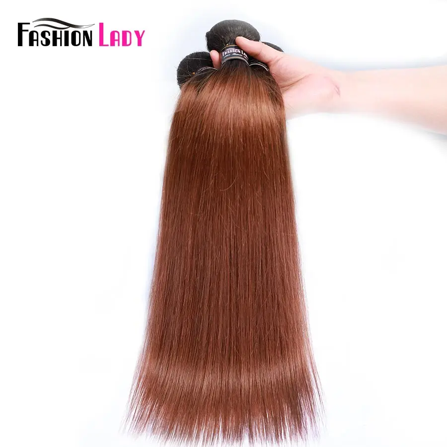 

FASHION LADY Pre-Colored Peruvian Straight Bundles Human Hair Weave 1B/30 Brown Ombre Bundles 1/3/4 Bundle Per Pack Non-Remy