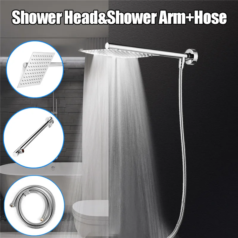 Xueqin 1Set Stainless Steel Square Bathroom Rainfall Shower Head Panel Top Shower Sprayer With Shower Arm Bottom Entry Kits Hose
Xueqin 1Set Stainless Steel Square Bathroom Rainfall Shower Head Panel Top Shower Sprayer With Shower Arm Bottom Entry Kits Hose