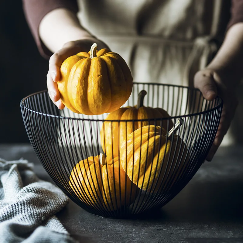 Nordic Simple Iron Art Fruit Basket Sitting Room Household Snacks Storage bowl Drop shipping