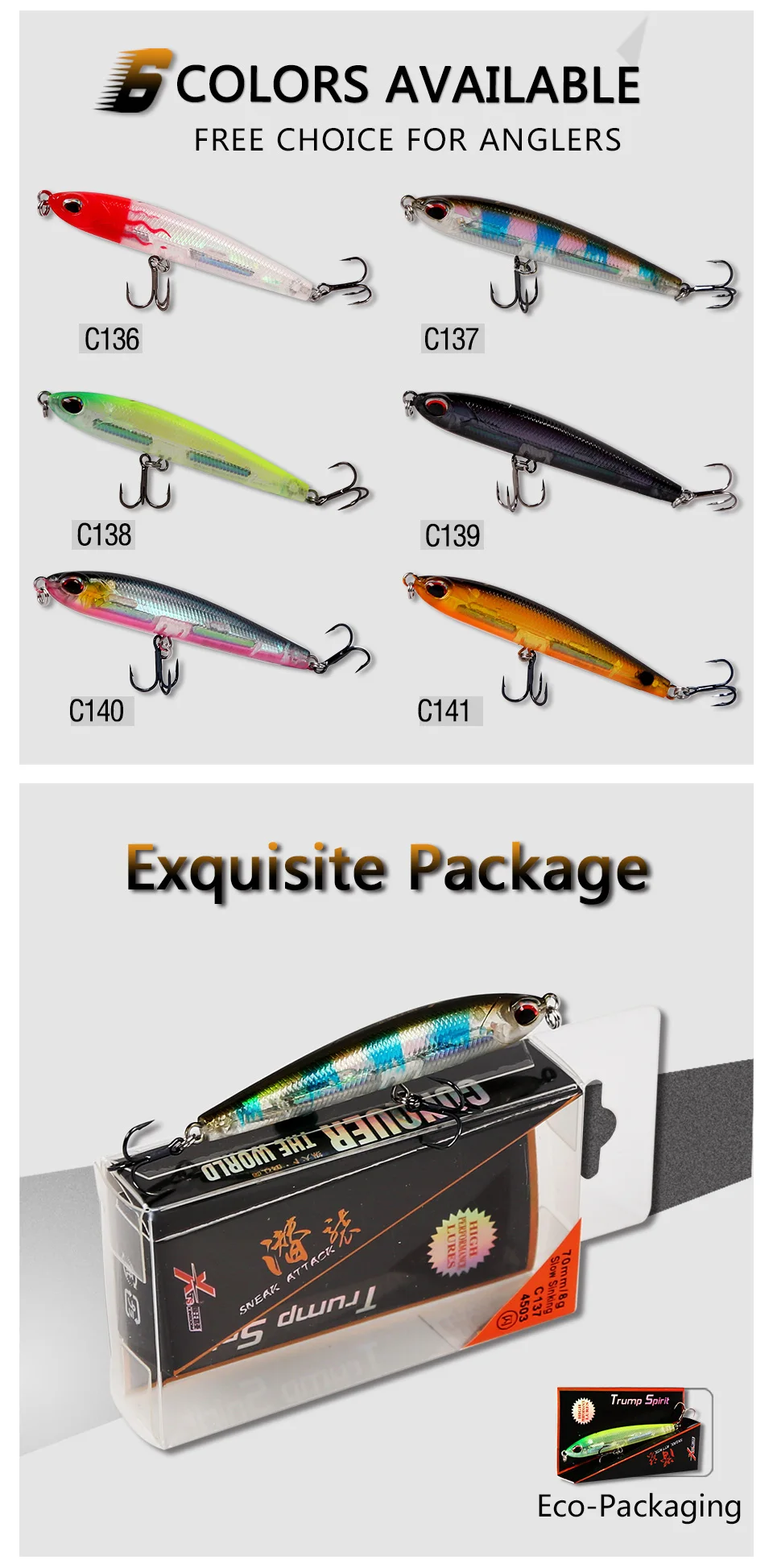 Kingdom Fishing Lures Slow Sinking Pencilm,Minnow Bait Size 70mm 8g,40mm 4g Lead Inside Wobblers Hard Lure model 4503 (4)