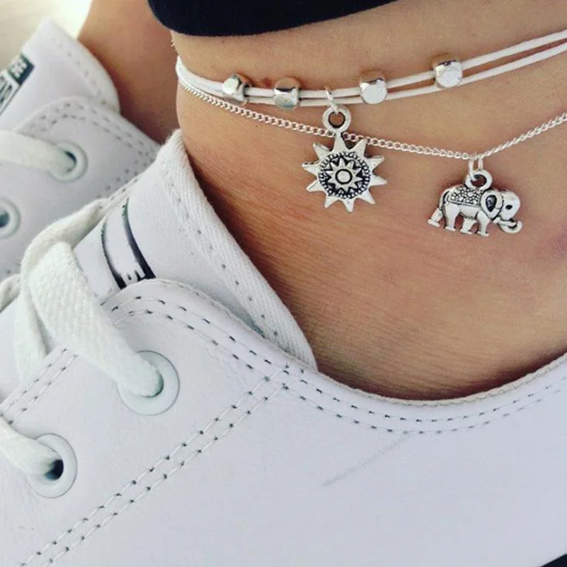 Bohemian Double Layer Anklet Leg Bracelet Women Vintage Boho Style Star Elephant Pendent Anklets Summer Beach Foot Jewelry
Bohemian Double Layer Anklet Leg Bracelet Women Vintage Boho Style Star Elephant Pendent Anklets Summer Beach Foot Jewelry