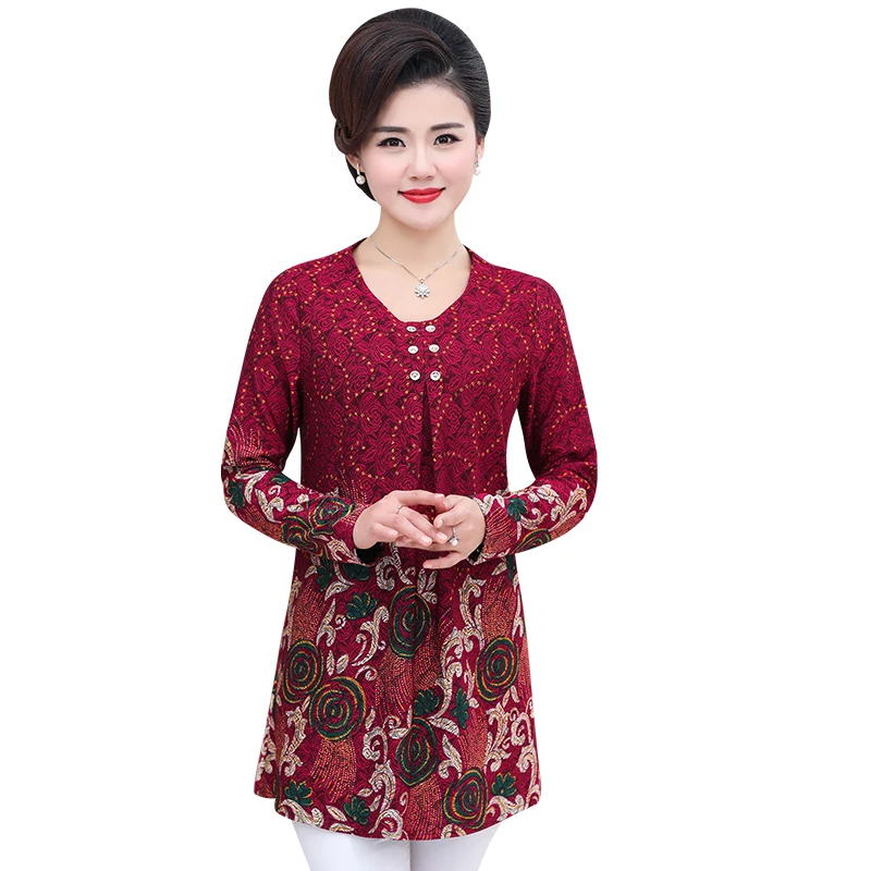 Long Sleeve Tshirt For Women Floral Tops Middle Age Mother Spring Clothes Casual Loose Large Size Print O-neck Tee Shirts Femme
Long Sleeve Tshirt For Women Floral Tops Middle Age Mother Spring Clothes Casual Loose Large Size Print O-neck Tee Shirts Femme