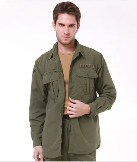 Men hot outdoor hiking shirts Male 100% cotton trekking camping hunting shirts loose long sleeve thin quick dry army shirts 
Men hot outdoor hiking shirts Male 100% cotton trekking camping hunting shirts loose long sleeve thin quick dry army shirts