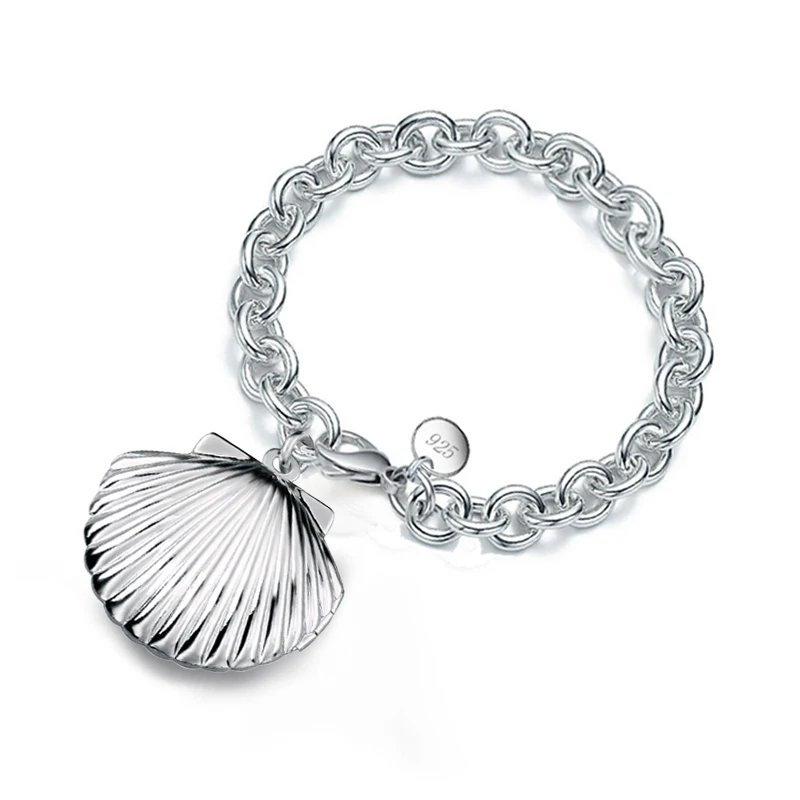 Charming 925 Sterling Silver Chunky Chain Bracelet Shell Shape Photo Locket Bracelets Elegant Jewelry for Women Lovers
Charming 925 Sterling Silver Chunky Chain Bracelet Shell Shape Photo Locket Bracelets Elegant Jewelry for Women Lovers