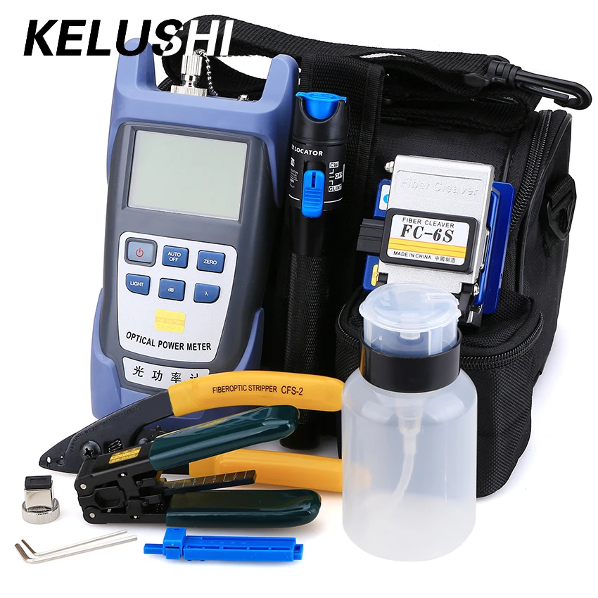 KELUSHI 10pcs/set FTTH Tool Kit with FC-6S Fiber Cleaver and Optical Power Meter 1mW Visual Fault Locator Fiber Optic Stripper
KELUSHI 10pcs/set FTTH Tool Kit with FC-6S Fiber Cleaver and Optical Power Meter 1mW Visual Fault Locator Fiber Optic Stripper