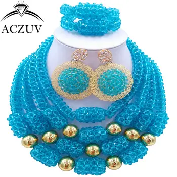 ACZUV Latest Lake BLue Crystal African Beads Jewelry Set for Nigeria Wedding D4R016
ACZUV Latest Lake BLue Crystal African Beads Jewelry Set for Nigeria Wedding D4R016
