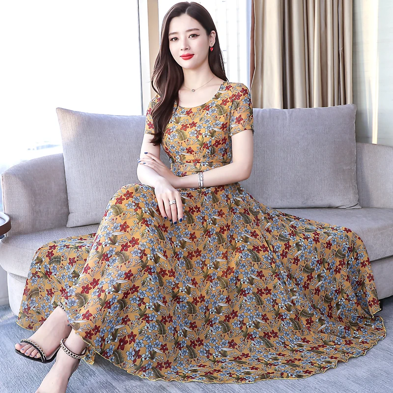 2019 Summer new women's Chiffon dress plus size 4XL print floral long boho sundress party beach korean elegant maxi dresses
2019 Summer new women's Chiffon dress plus size 4XL print floral long boho sundress party beach korean elegant maxi dresses