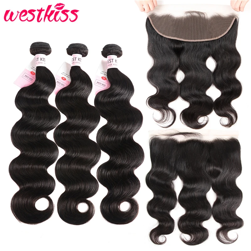 Lace Frontal With Bundles Human Hair 3 Bundles With Frontal Brazilian Body Wave Bundles West kiss Remy Hair with lace frontal
Lace Frontal With Bundles Human Hair 3 Bundles With Frontal Brazilian Body Wave Bundles West kiss Remy Hair with lace frontal