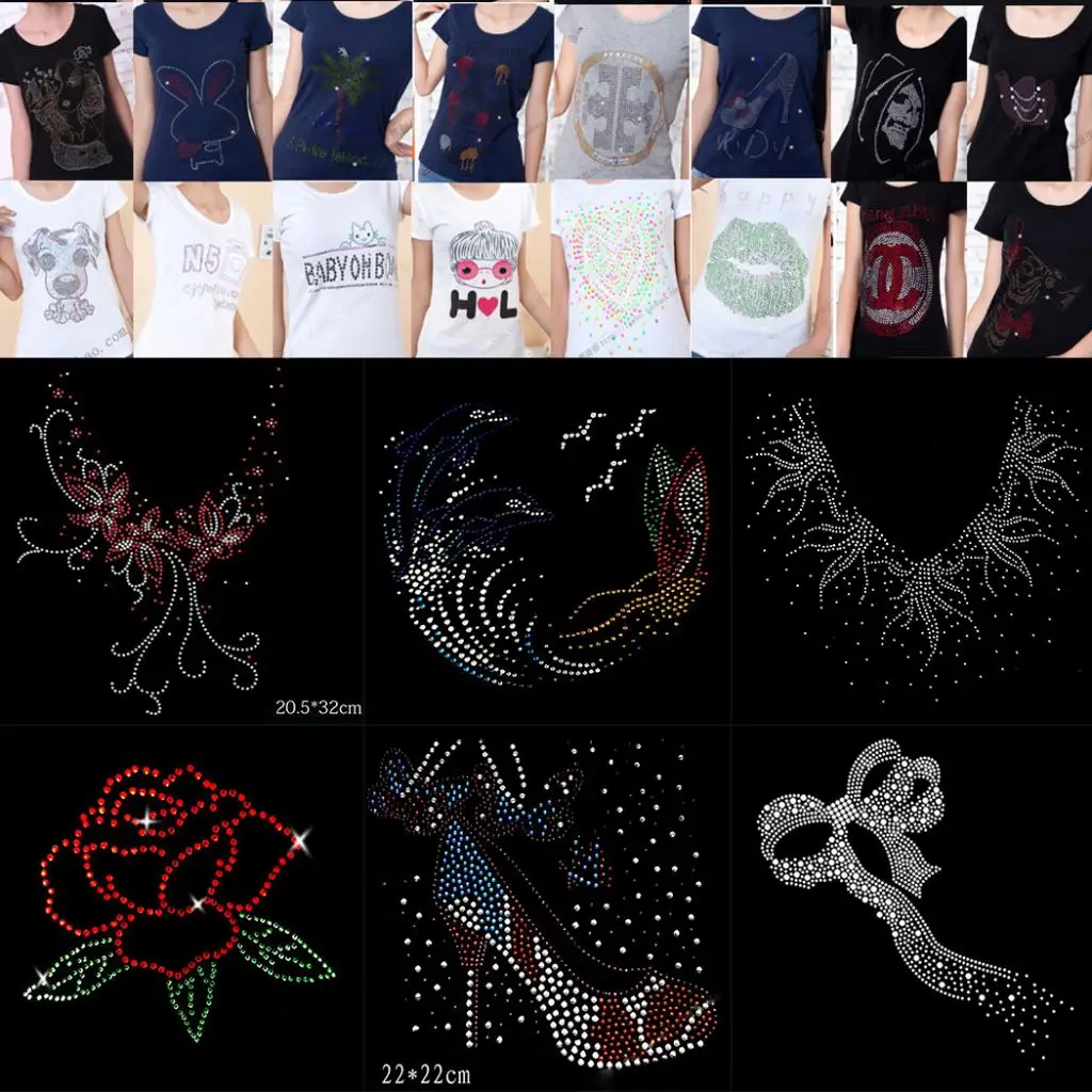 Fashion Hotfix Rhinestones,Heat Transfer Design Iron on Motifs,Rhinestone Applique Patch Sewing Accessories
