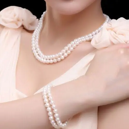 DOUBLE STRANDS freshwater 9-10MM WHITE PEARL NECKLACE 18" 19" BRACELET 7.5-8" 14K
DOUBLE STRANDS freshwater 9-10MM WHITE PEARL NECKLACE 18" 19" BRACELET 7.5-8" 14K