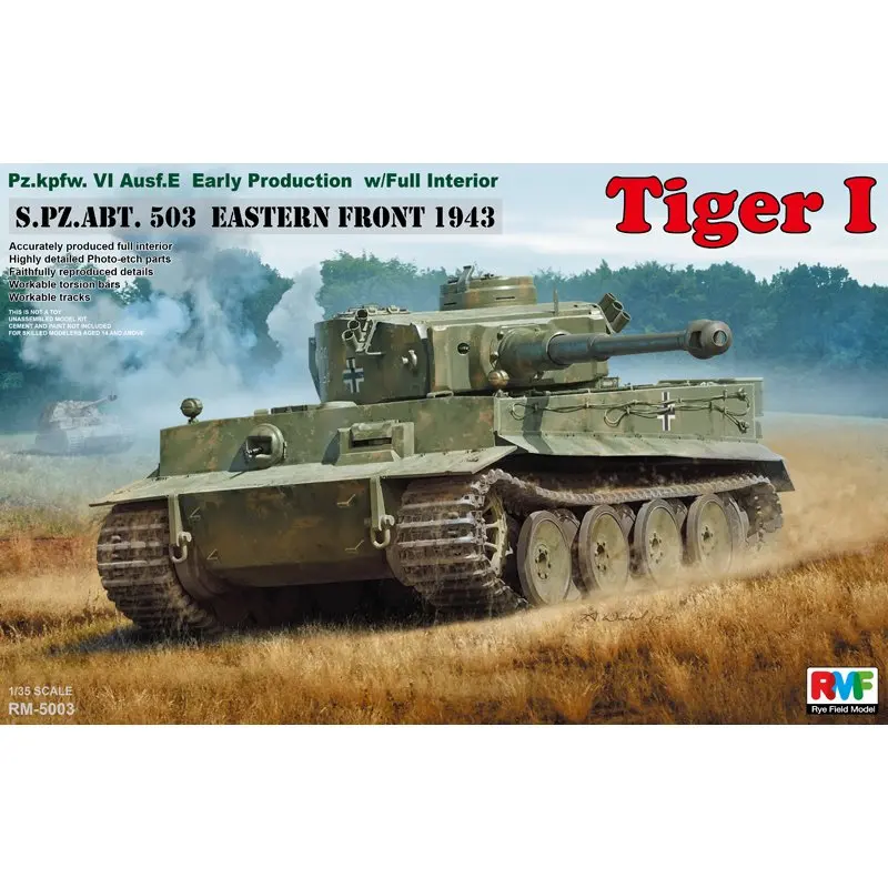 Rye Field Model RFM RM-5003 1/35 Tiger I Early Production w/Full Interior - Scale model Kit