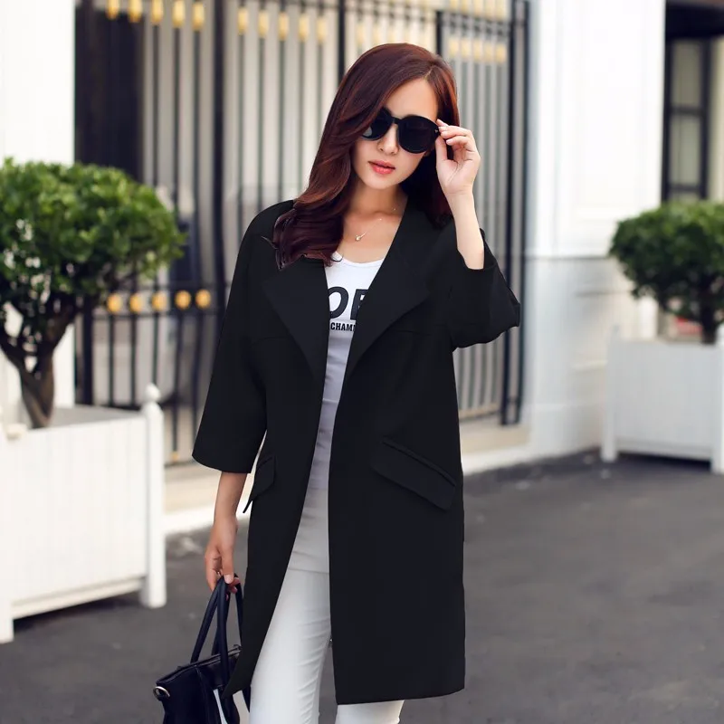 2016-Women-Spring-Coat-New-Fashion-Female-O-Neck-Three-Quarter-Sleeve-Women-Trench-Coat-Spring (4)