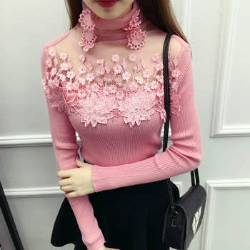 Autumn Lace Mesh Patchwork Women Thin Knitwear Korean Fashion Woman Turtleneck Sweater Long Sleeve Slim Pullover Tops 2019 NEW
Autumn Lace Mesh Patchwork Women Thin Knitwear Korean Fashion Woman Turtleneck Sweater Long Sleeve Slim Pullover Tops 2019 NEW