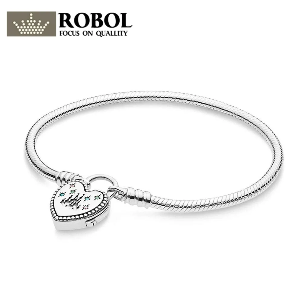 ROBOL 100% 925 Sterling Silver 1:1 597993PCZMX Fantasyland Castle Heart Bracelet DIY Beaded Charm Sterling Silver Bracelet
ROBOL 100% 925 Sterling Silver 1:1 597993PCZMX Fantasyland Castle Heart Bracelet DIY Beaded Charm Sterling Silver Bracelet
