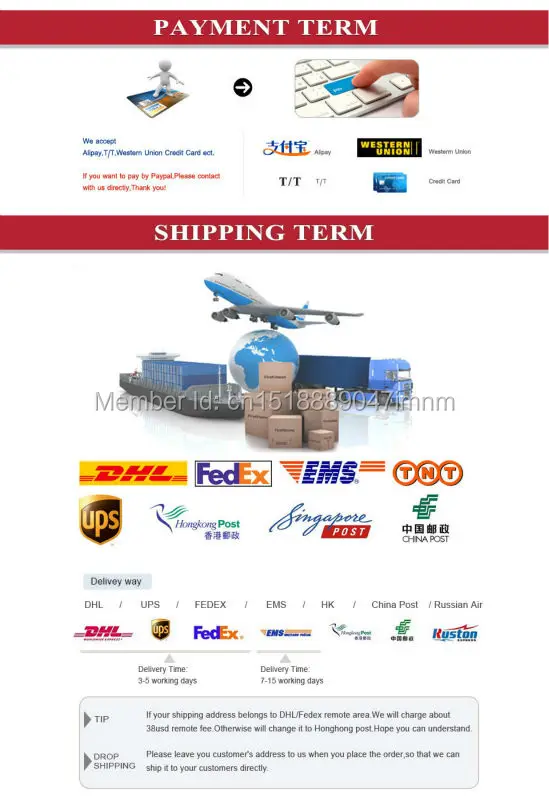 Payment and shipping term