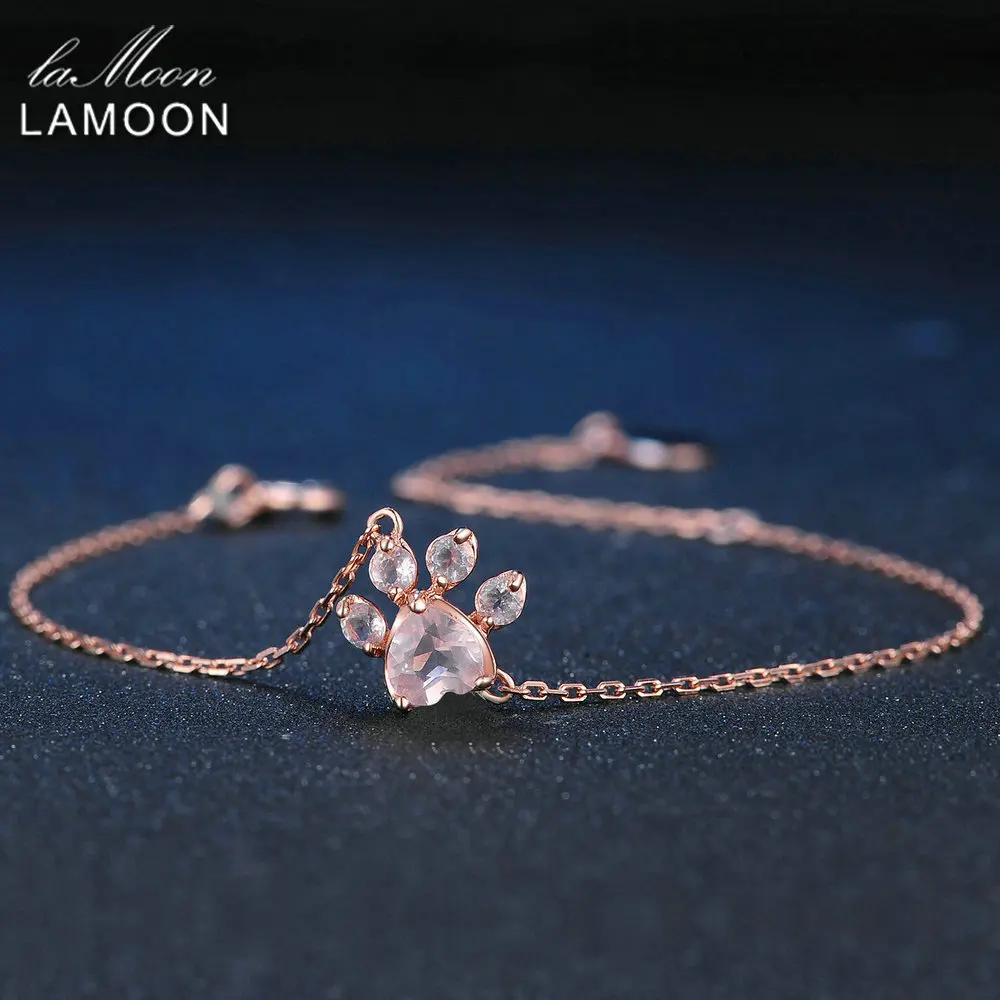 LAMOON Charms Bracelet Paw 5X5.5mm Natural Heart Pink Rose Quartz 925 Sterling Silver Fine Jewelry Chain ChALkeR Women Bracelets
LAMOON Charms Bracelet Paw 5X5.5mm Natural Heart Pink Rose Quartz 925 Sterling Silver Fine Jewelry Chain ChALkeR Women Bracelets