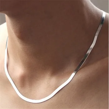 Fashion Good 925 Sterling Silver Jewelry Fashion Women /Man 4mm Wide Herringbone/Slip Silver Chain Jewelry Necklace 
Fashion Good 925 Sterling Silver Jewelry Fashion Women /Man 4mm Wide Herringbone/Slip Silver Chain Jewelry Necklace