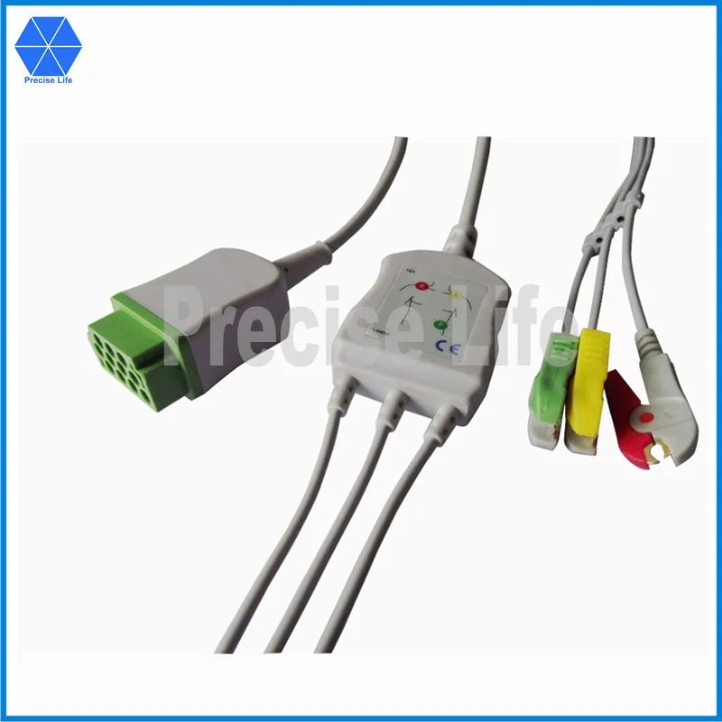 Compatible replacement Vital Signs Dash 2021141-002 ECG cable one-piece type 3 lead with clip IEC
Compatible replacement Vital Signs Dash 2021141-002 ECG cable one-piece type 3 lead with clip IEC