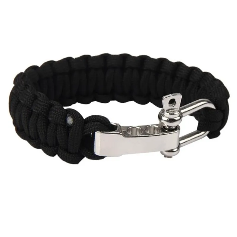Black ParaCord Rope Outdoor Survival Bracelet Camping Steel Shackle Buckle Military Self-Rescue Survival Bracelet Whistle Kit
Black ParaCord Rope Outdoor Survival Bracelet Camping Steel Shackle Buckle Military Self-Rescue Survival Bracelet Whistle Kit