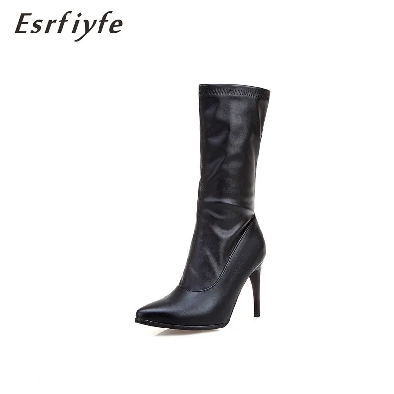 ESRFIYFE 2019 Autumn Winter Women Boots Pointed Toe High Heel Zipper Mid Calf Boots Stiletto Botas Zapatos Muje Large Size 32-50
ESRFIYFE 2019 Autumn Winter Women Boots Pointed Toe High Heel Zipper Mid Calf Boots Stiletto Botas Zapatos Muje Large Size 32-50
