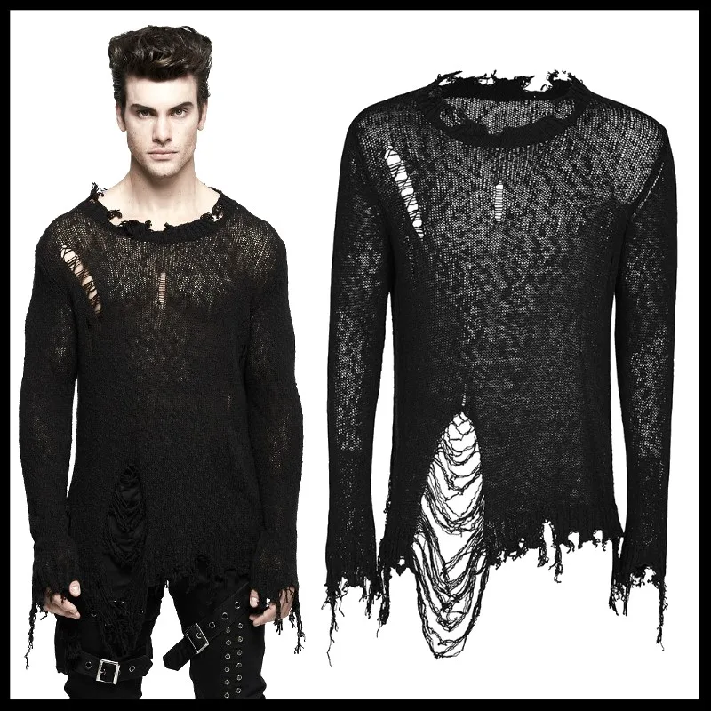 PUNK RAVE Men Punk Hole Sexy Pullover Sweater Gothic Fashion Men Personality Streetwear Punk Sweater
PUNK RAVE Men Punk Hole Sexy Pullover Sweater Gothic Fashion Men Personality Streetwear Punk Sweater