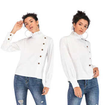 Turtleneck Women Blouse Slim Full Sleeve White Shirts Summer Solid White Cotton Hole All-match Blouse Chemisier J4
Turtleneck Women Blouse Slim Full Sleeve White Shirts Summer Solid White Cotton Hole All-match Blouse Chemisier J4