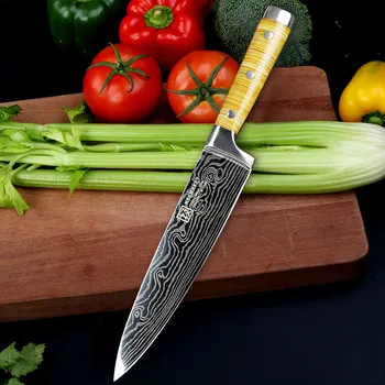 SUNNECKO 8'' inch Chef's Knife Hand-made Shell Handle High Carbon Steel Laser Pattern Blade Kitchen Knives Chef Cooking CutTool
SUNNECKO 8'' inch Chef's Knife Hand-made Shell Handle High Carbon Steel Laser Pattern Blade Kitchen Knives Chef Cooking CutTool