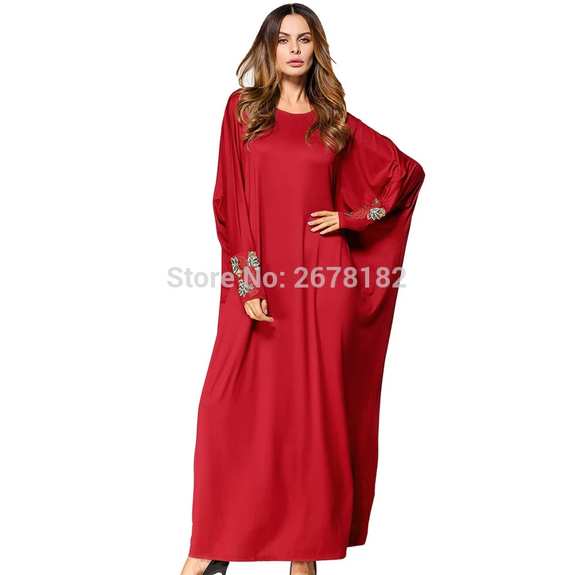 

Womens' Modest Muslim Islamic Dubai Arab Clothing Loose Soft O-Neck Long Maxi Abaya Dubai Dress Plus Size EID Ramadan