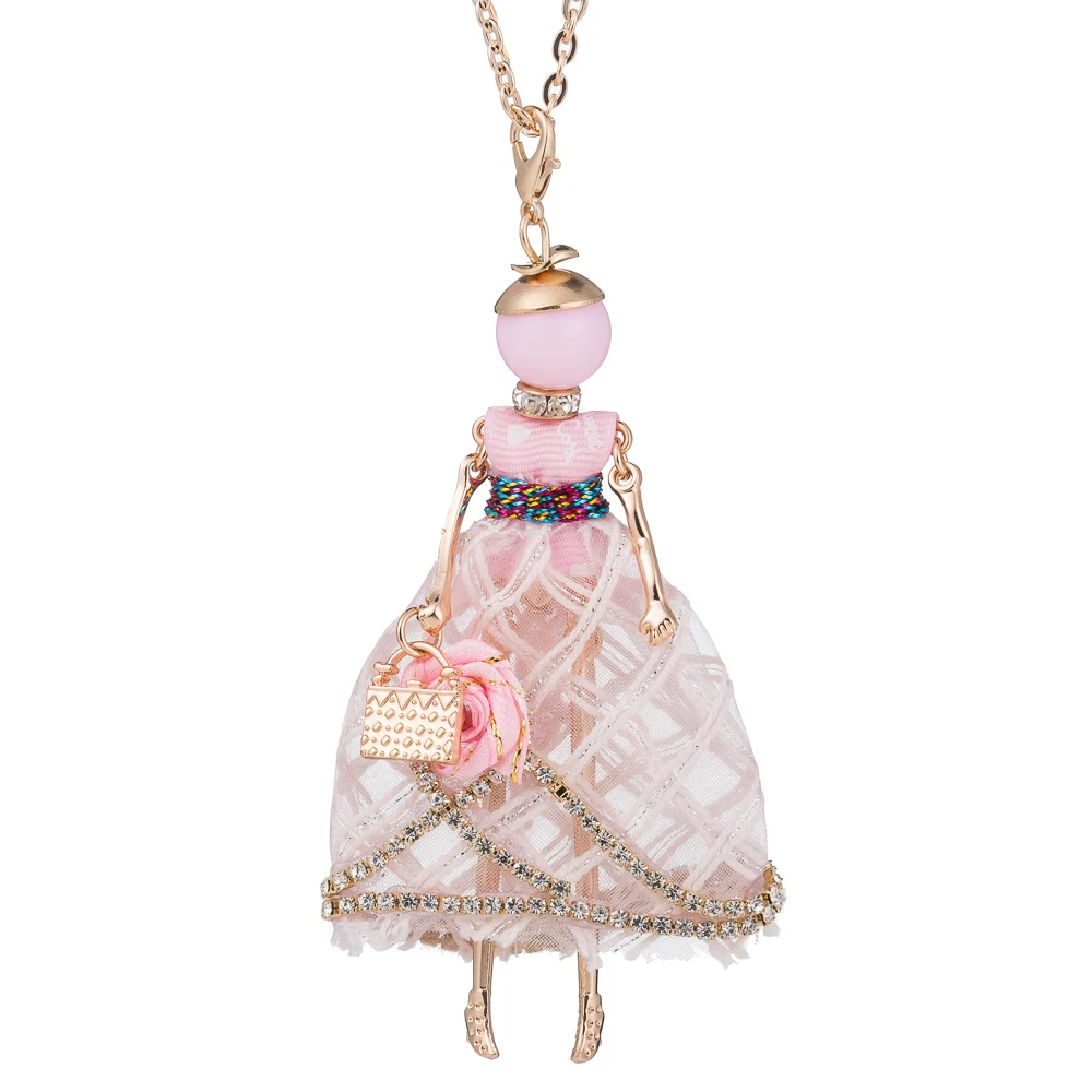5 colors Lady Statement Flower Doll Dress Necklace Handmade French Doll Pendant Rhinestone Girl Women Femme Fashion Jewelry
5 colors Lady Statement Flower Doll Dress Necklace Handmade French Doll Pendant Rhinestone Girl Women Femme Fashion Jewelry