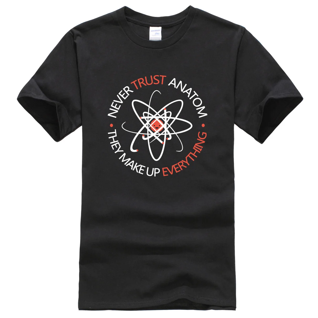 Мужская футболка с надписью Never Trust an Atom They Make Up Everything Funny Science хлопковая лето 2019|t