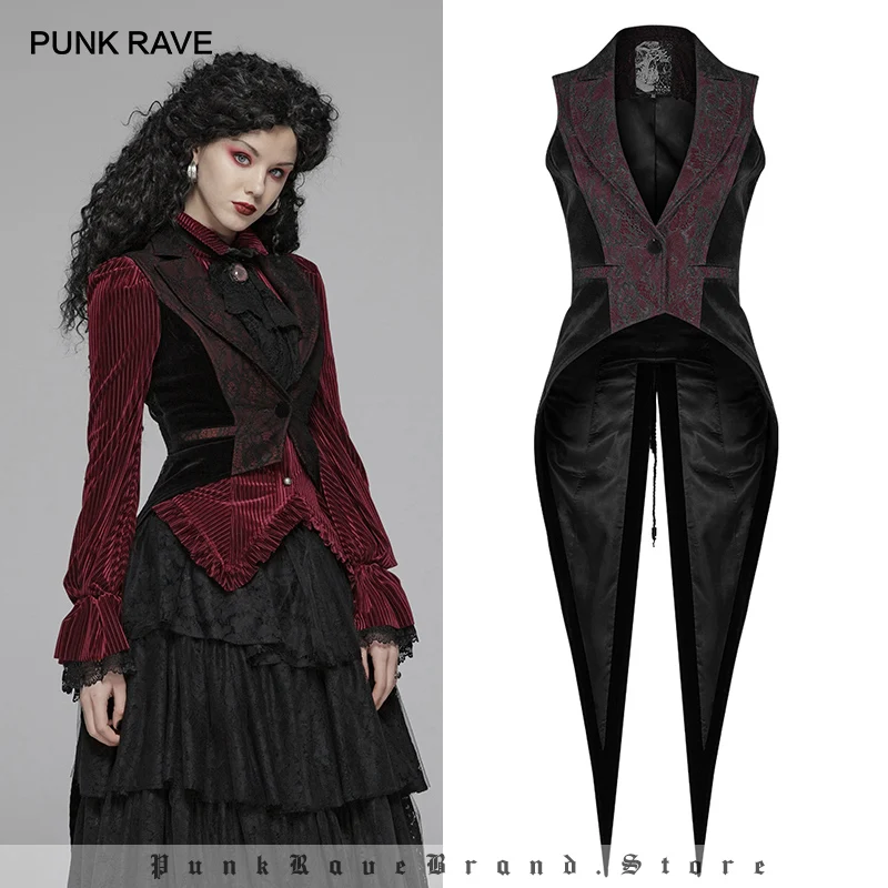 PUNK RAVE Women's Steampunk Retro Swallowtail Vest Gothic Vintage Red and Black Tuxedo Vest Waistcoat Stage Perform Costume
PUNK RAVE Women's Steampunk Retro Swallowtail Vest Gothic Vintage Red and Black Tuxedo Vest Waistcoat Stage Perform Costume