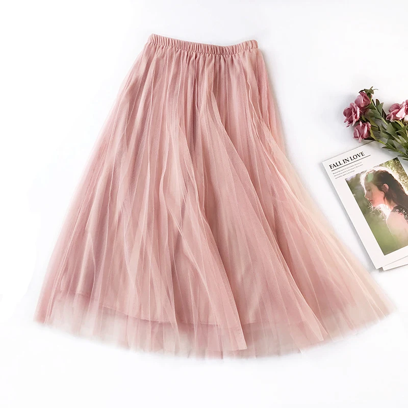 2019 New Summer High Waist Pleated Midi Skirt Solid Color Mesh Skirt Women Korean Basic A-Line Tulle Skirts faldas saias jupe
2019 New Summer High Waist Pleated Midi Skirt Solid Color Mesh Skirt Women Korean Basic A-Line Tulle Skirts faldas saias jupe