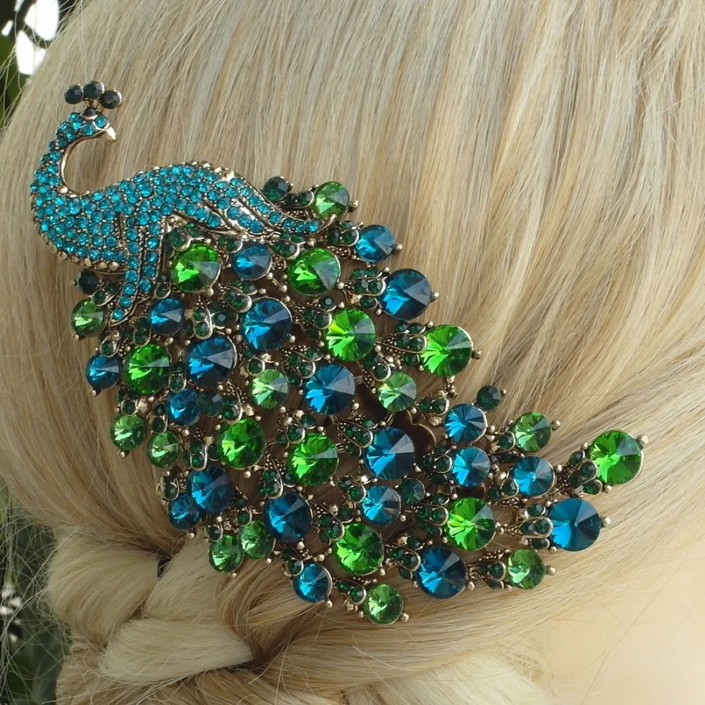 4.33" Elegant Animal Bird Peacock Hair Comb Headpiece Blue Green Rhinestone Crystal FSE05651C2
4.33" Elegant Animal Bird Peacock Hair Comb Headpiece Blue Green Rhinestone Crystal FSE05651C2
