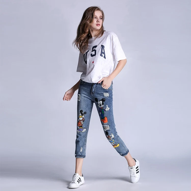 S-5XL Women Pants Plus Size Mickey Boyfriend Denim Ripped Pants Vintage Straight Jeans For Girls Mid Waist Casual Pants Female
S-5XL Women Pants Plus Size Mickey Boyfriend Denim Ripped Pants Vintage Straight Jeans For Girls Mid Waist Casual Pants Female