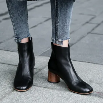 GPOKHDS 2020 women ankle boots cow leather autumn spring zippers black color square toe square heel high heels soft boots
GPOKHDS 2020 women ankle boots cow leather autumn spring zippers black color square toe square heel high heels soft boots