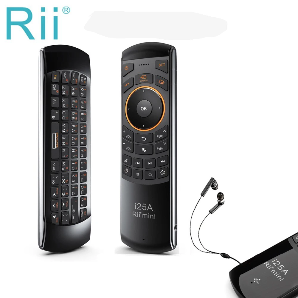 

Hot Selling Original Rii i25A 2.4Ghz Wireless Air Fly Mouse Keyboard with IR Remote Learning and Earphone Jack